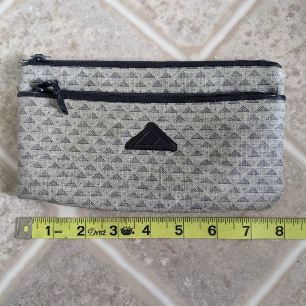 Liz Claiborne -- leather blue gray -- make up bag